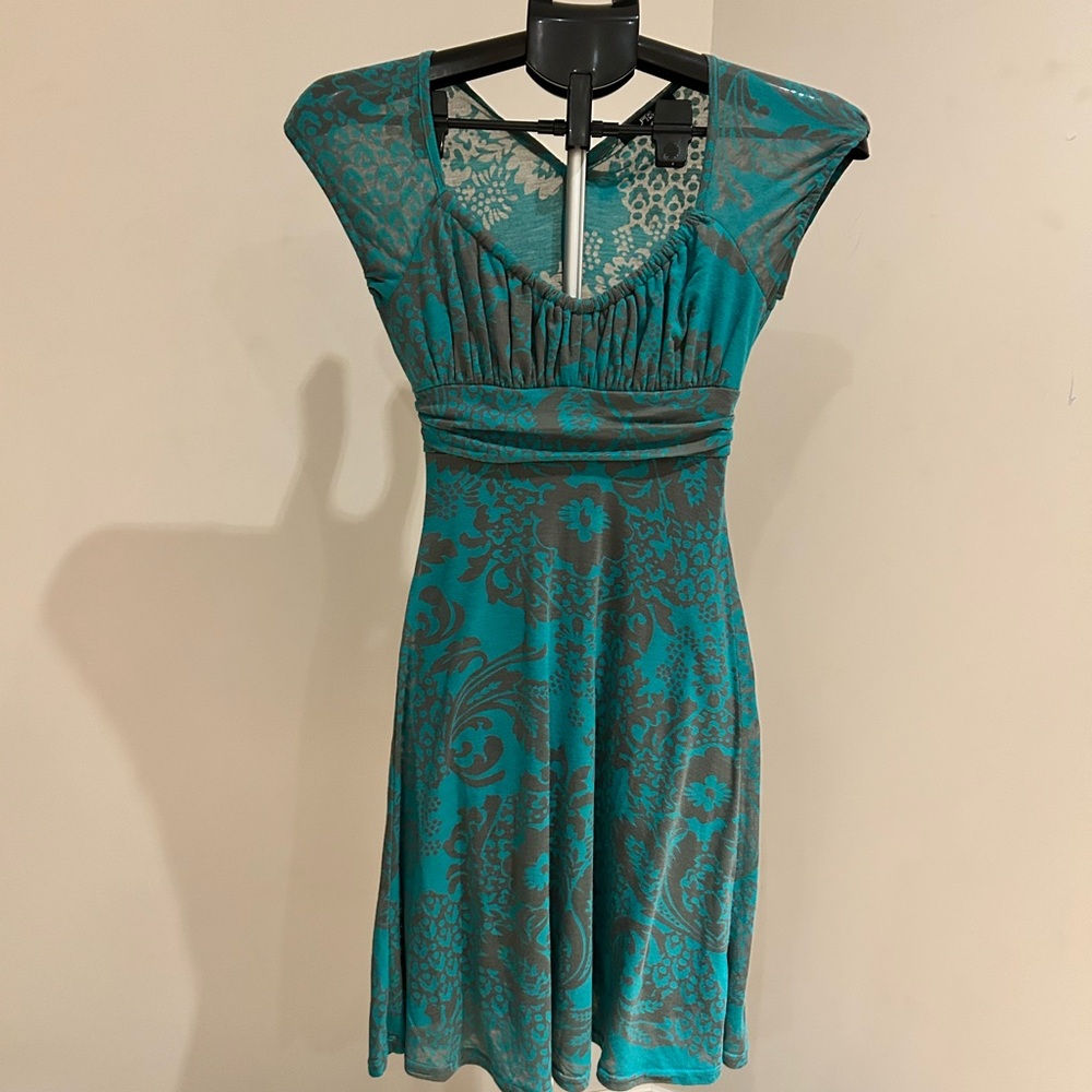 Chic Teal and Gray Women's Mini Dress